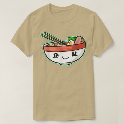 Kawaii Bowl of Ramen mit Gesichtsausdruck japanisc T-Shirt (Design vorne)