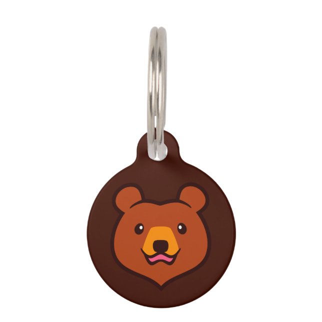 Kawaii Braunbär Haustiermarke (Vorderseite)