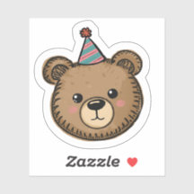 Kawaii Braunbär-Party-Aufkleber