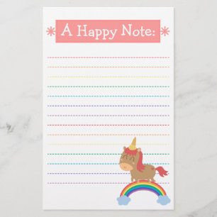 Kawaii Braunes Pferd, das versucht ein Einhorn zu  Briefpapier