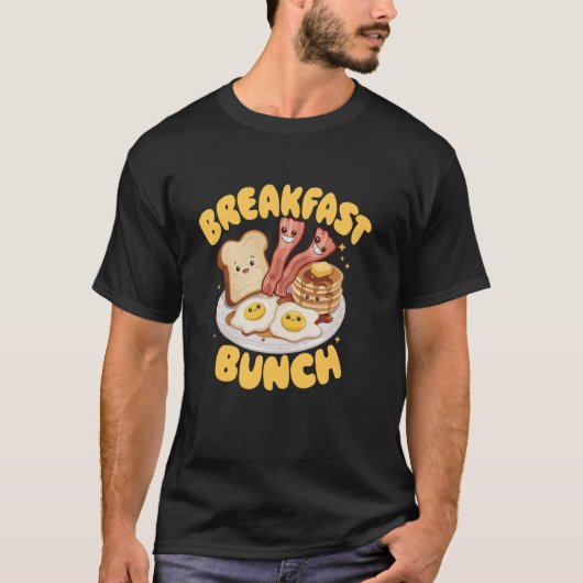 Kawaii Breakfast Bunch Pancake Bacon and Eggs T-Shirt (Vorderseite)