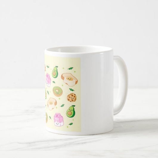 Kawaii Breakfast Pattern Kaffeetasse (VorderseiteRechts)