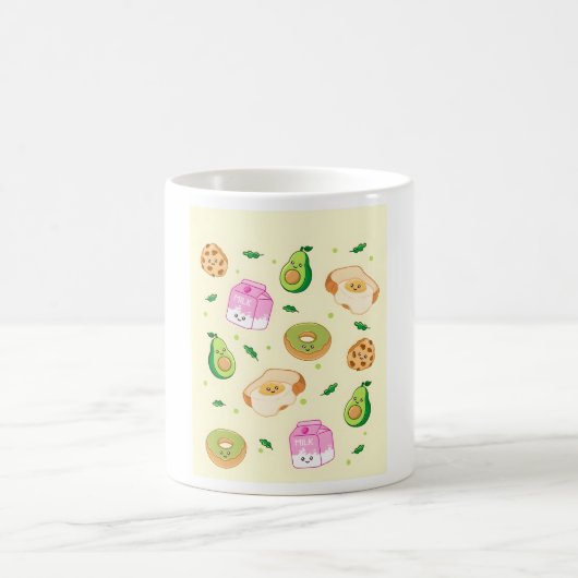 Kawaii Breakfast Pattern Kaffeetasse (Mittel)