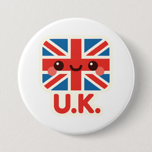 Kawaii British Flag - Niedliches britisches Design Button (Vorderseite)