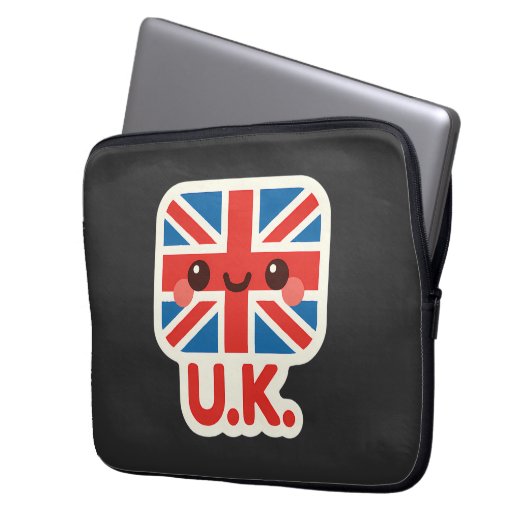 Kawaii British Flag - Niedliches britisches Design Laptopschutzhülle (Vorderseite Links)