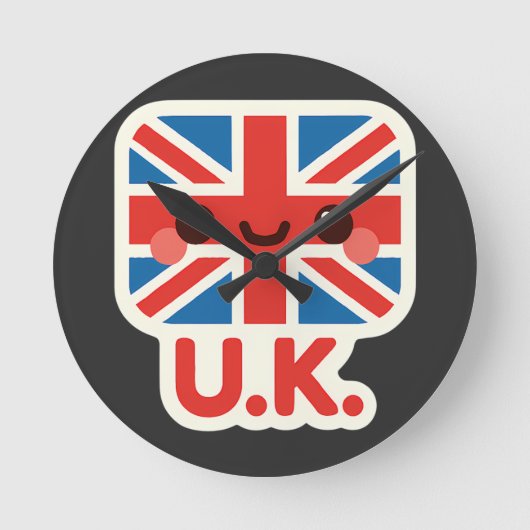 Kawaii British Flag - Niedliches britisches Design Runde Wanduhr (Vorderseite)