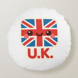 Kawaii British Flag - Niedliches britisches Design Rundes Kissen