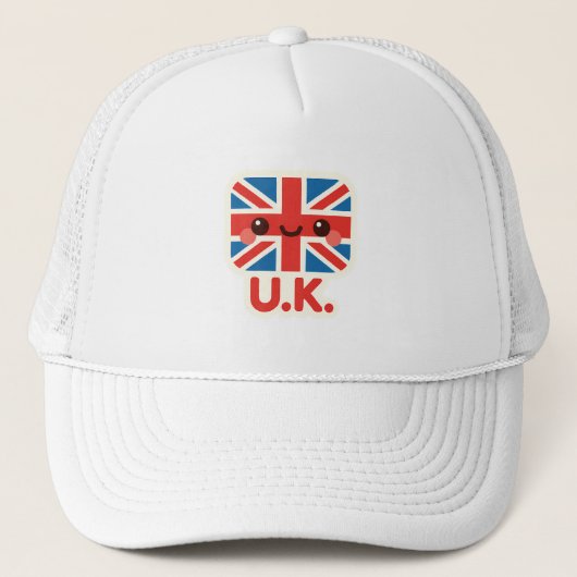 Kawaii British Flag - Niedliches britisches Design Truckerkappe (Vorderseite)