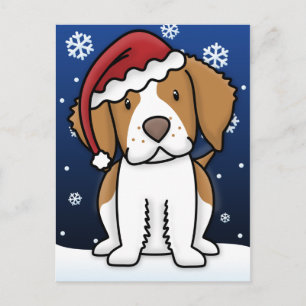 Kawaii Brittany Spaniel Weihnachtspostcard Feiertagspostkarte