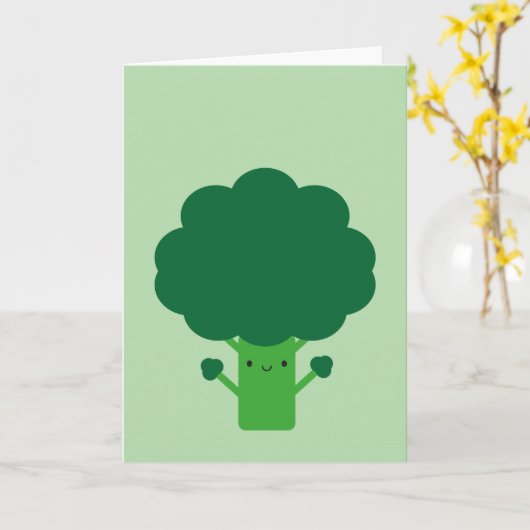 Kawaii Broccoli Karte (Gelbe Blume)