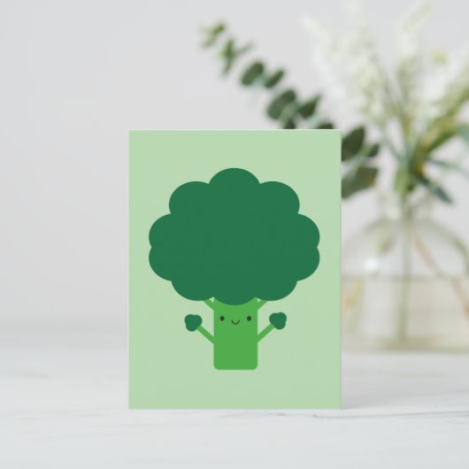 Kawaii Broccoli Postkarte (Stehend Vorderseite)