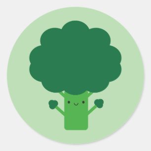 Kawaii Broccoli Runder Aufkleber
