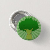 Kawaii Brokkoli auf grüner Sternexplosion Button (Vorne & Hinten)