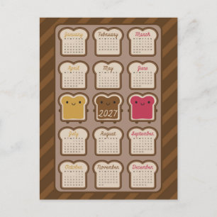 Kawaii Brot 2027 Kalender Postkarte