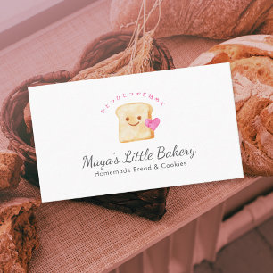 Kawaii-Brot Rosa Wasserfarbe Bäckerei Visitenkarte