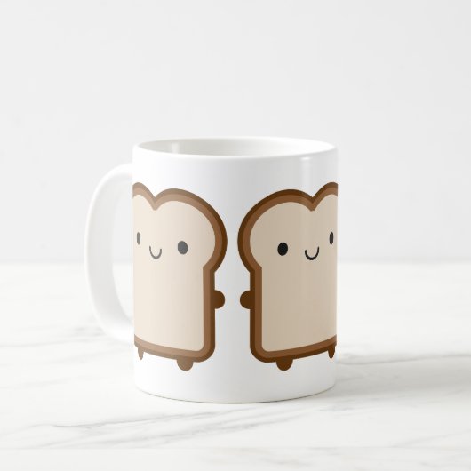 Kawaii Brot / Toast Kaffeetasse (Vorderseite Links)