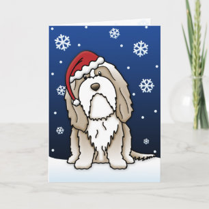 Kawaii Brown bärtige Collie-Weihnachtskarte Feiertagskarte