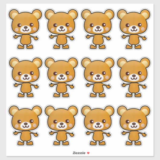Kawaii Brown Bear_GC - Sticker (Blatt)