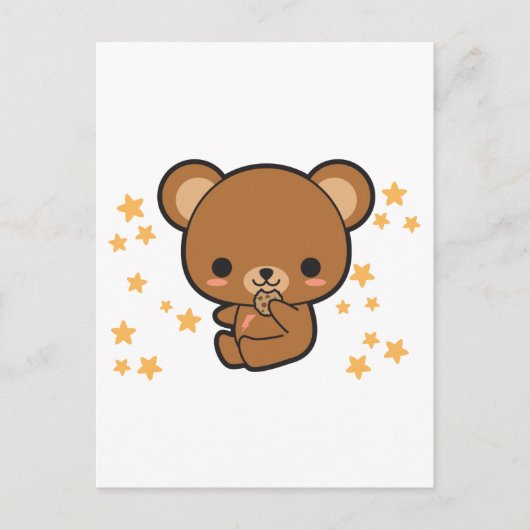 Kawaii Brown Bear Postkarte (Vorderseite)
