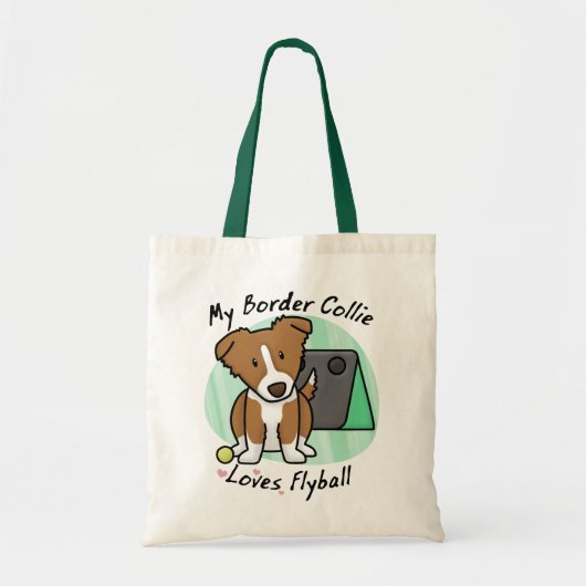 Kawaii Brown Border-Collie Flyball Tasche (Vorne)