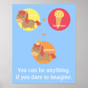 Kawaii Brown Horse versucht ein Einhorn zu sein Poster