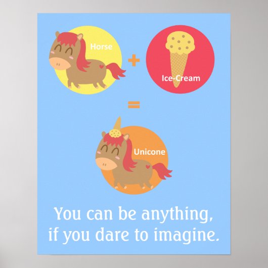 Kawaii Brown Horse versucht ein Einhorn zu sein Poster (Vorne)