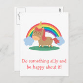 Kawaii Brown Horse versucht ein Einhorn zu sein Postkarte (Vorne/Hinten)