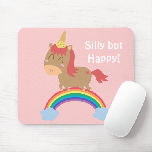 Kawaii Brown Pferd, das versucht, ein Einhorn zu Mousepad (Mit Mouse)