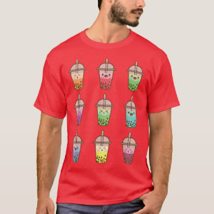 Kawaii Bubble Tea Niedliches Gesicht Boba Te T-Shirt