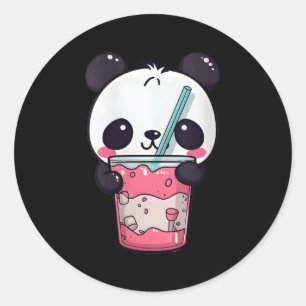 Kawaii Bubble Tea Panda Boba-Tea Japanisch Runder Aufkleber