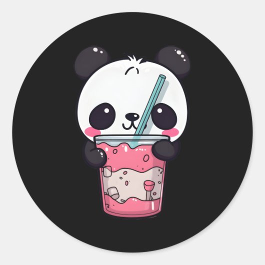 Kawaii Bubble Tea Panda Boba-Tea Japanisch Runder Aufkleber (Vorderseite)