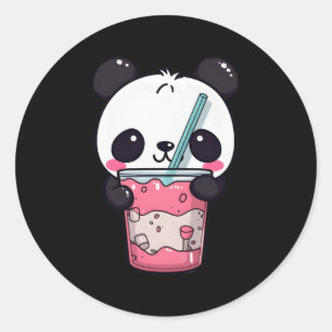 Kawaii Bubble Tea Panda Boba-Tea Japanisch Runder Aufkleber