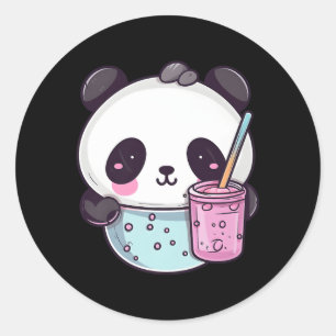 Kawaii Bubble Tea Panda Boba-Tea Japanisch Runder Aufkleber