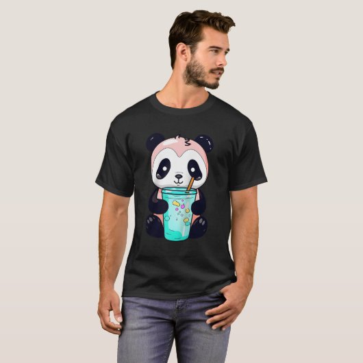 Kawaii Bubble Tea Panda Boba-Tea Japanischer Baseb T-Shirt (Vorne ganz)