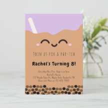 Kawaii Bubble Tea Par-tea Geburtstagseinladung