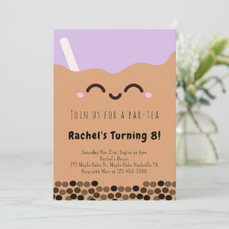 Kawaii Bubble Tea Par-tea Geburtstagseinladung Einladung
