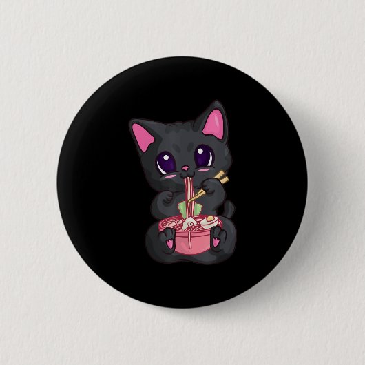 Kawaii Bubble Tee für Frauen Boba Maneki Neko Katz Button (Vorderseite)