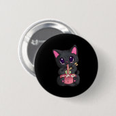 Kawaii Bubble Tee für Frauen Boba Maneki Neko Katz Button (Vorne & Hinten)