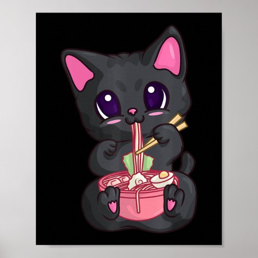 Kawaii Bubble Tee für Frauen Boba Maneki Neko Katz Poster (Vorne)