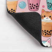 Kawaii Bubble Tee Katzen Nahtloses Muster Mousepad (Ecke)
