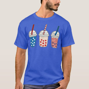 Kawaii Bubble Tee Red White Blue American Flag 4.