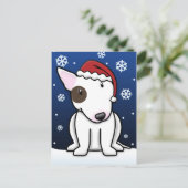 Kawaii Bull Terrier Christmas Postcard Feiertagspostkarte (Stehend Vorderseite)