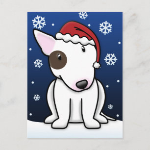 Kawaii Bull Terrier Christmas Postcard Feiertagspostkarte