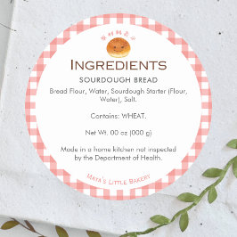 Kawaii Bun Red Gingham Bakery Ingredient Runder Aufkleber