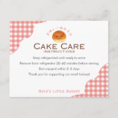 Kawaii Bun Red Gingham Cake Care Instructions Dankeskarte (Vorderseite)