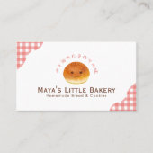 Kawaii Bun Red Gingham Watercolor Bakery Visitenkarte (Vorderseite)
