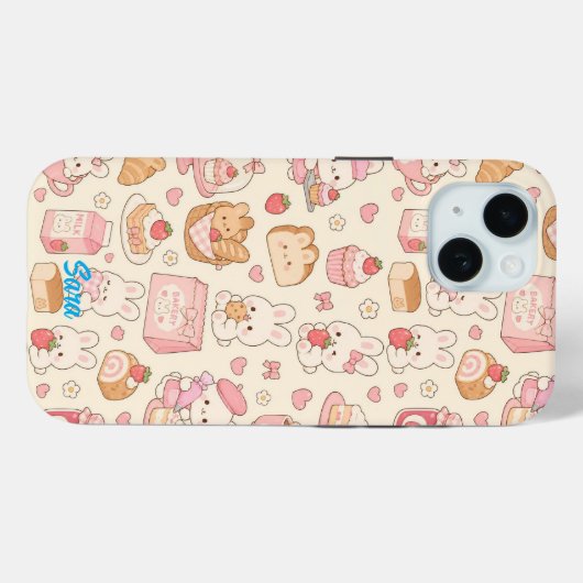 Kawaii Bunny Bakery Pattern Phone Case (Rückseite (Horizontal))
