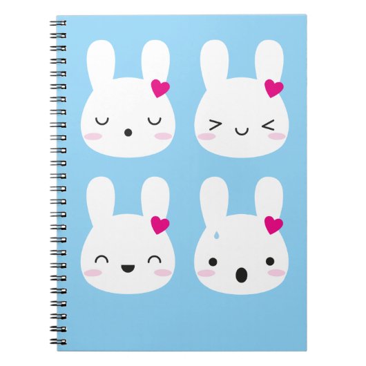 Kawaii Bunny Emotions Notizblock (Vorderseite)