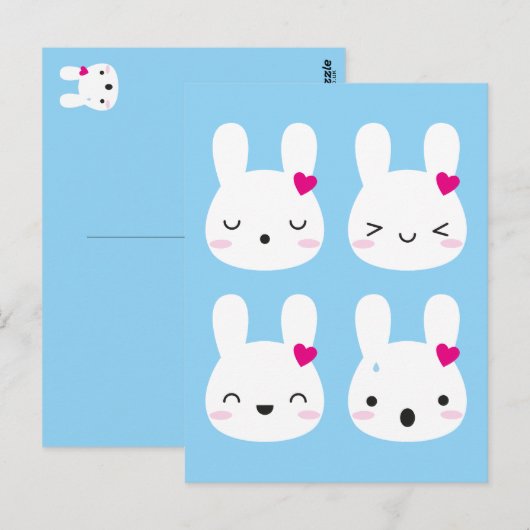 Kawaii Bunny Emotions Postkarte (Vorne/Hinten)