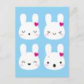 Kawaii Bunny Emotions Postkarte (Vorderseite)